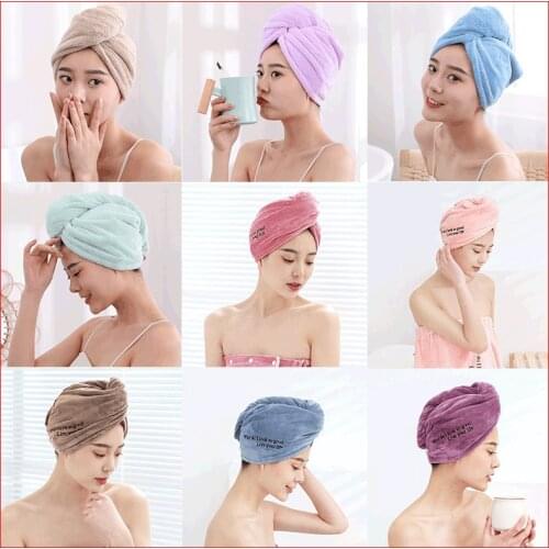 Girls Hair Drying Hat Quick-dry Hair Towel Cap Hat Bath Hat Microfiber Solid Towel Cap Super Absorption Turban Hair Dry Cap