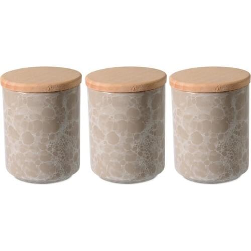 Silk Mink Color With Wooden Lid Jar Set