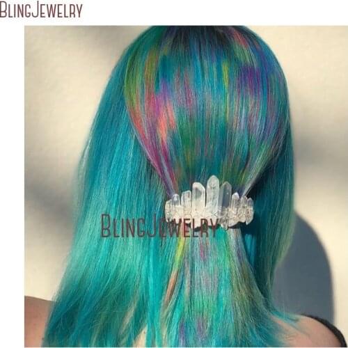 Slate Gray Quartz Clear Crystal Purple Barrette Crystal Crown Hair Clip Quartz Hair Accessories HJ27798