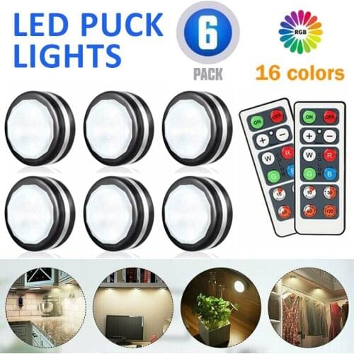 Cabinet Light LED Puck Light Wireless Under Cabinet Light Under Counter Light With Remote Control Wardrobe Kitchen Lighting Lamp