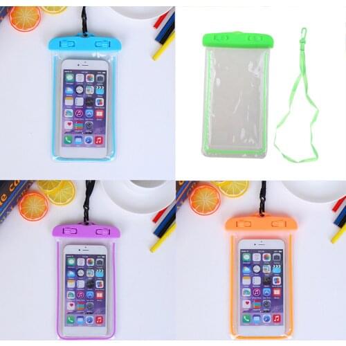 19x10.5cm Universal Luminous Waterproof Pouch Underwater Transparent Cellphone Dry Bag Portable Phone Case With Neck Strap