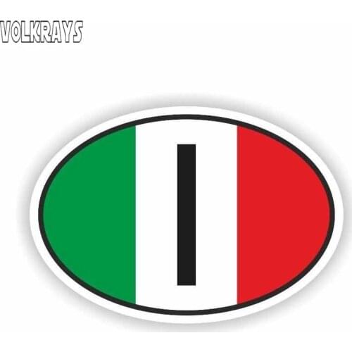 Volkrays Creative Car Sticker Italy Flag Country Code Accessories Reflective Waterproof Cover Scratches Vinyl Decal,9cm*14cm
