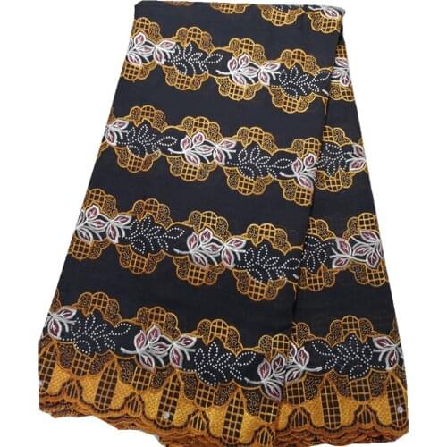 High Quality African Cotton Lace Fabric With Stones Embroidery Swiss Voile Lace In Switzerland For Wedding Dress 2.5 yard PL-100