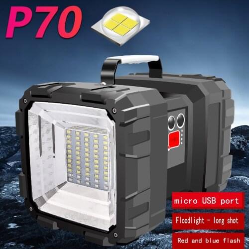 XHP70.2 Super bright LED Searchlight rechargeable Double head LED Flashlight spotlight With Lamp bead waterproof camping light