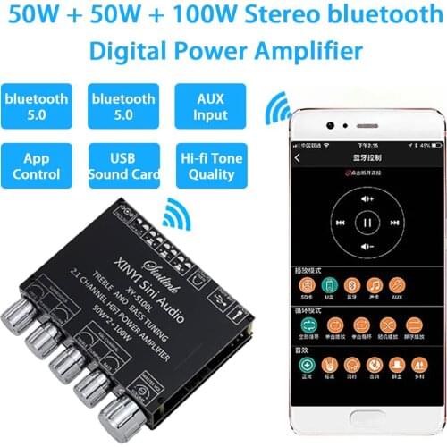 XY-S100L 2*50W+100W bluetooth 5.0 TPA3116D2 Power Subwoofer Amplifier Board 2.1 Channel Class D Amp Audio Stereo Equalizer Amp