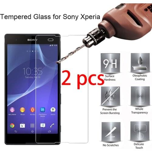 1pcs/2pcs 9H Hard Phone Screen Protector for Sony Xperia M5 M4 Aqua M2 M HD Tempered Protective Glass on Sony T3 T2 Ultra L2 L1