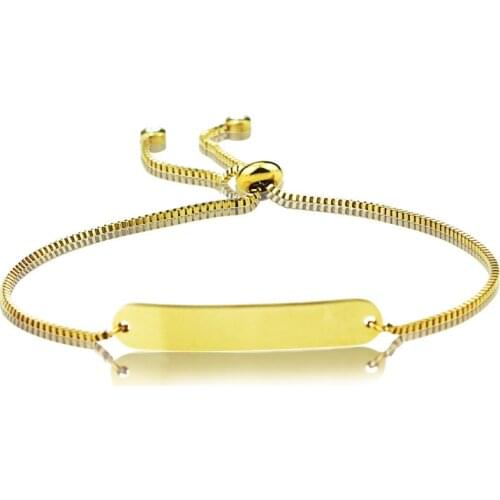 10pcs/Lot Real Stainless Steel Mirror Polish 6*35mm Oval Rectangle Blank Bar Bracelet Box Chain Adjustable Women Jewelry