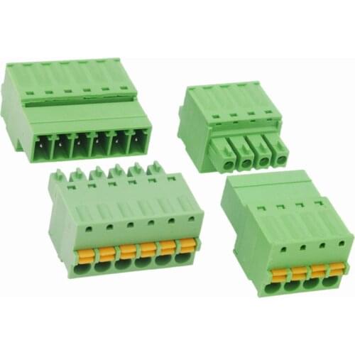 5sets 3.81mm Terminal Block Solder-free Male and Female Docking 15EDGRK 3.81 Screw-free Spring Terminal 2/3/4/5/6/7/8P