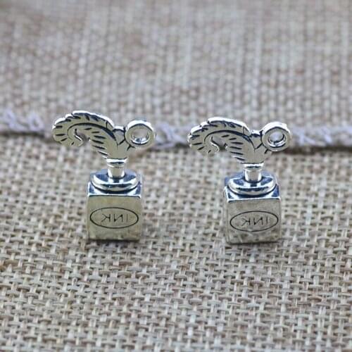 8 Pieces 14*20mm Mixed Alloy Antique Silver Color Ink Pen Charms Bracelet Pendant Accessory For DIY Jewelry Making