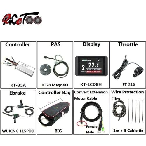RICETOO Electric Bicycle Accessories LED Display KT-35A Controller PAS Ebreak Thumb Throttle for Ebike DIY Conversion Kit Parts