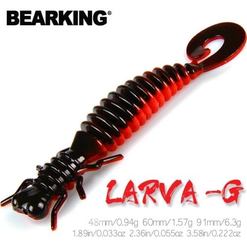 BEARKING Larva Soft Lures 48mm 60mm 91mm Artificial Lures Fishing Worm Silicone Bass Pike Minnow Swimbait Jigging Plastic Baits