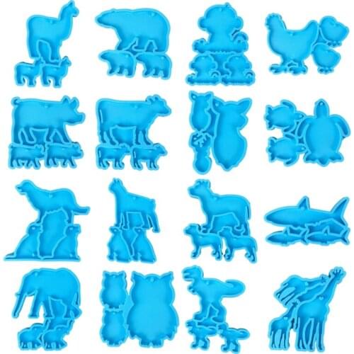 Animal Shaped Keychain Epoxy Resin Mold Key Chain Pendants Silicone Mould DIY Crafts Decorations Casting Tool