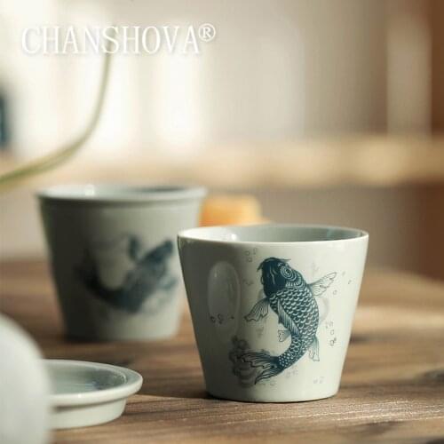 CHANSHOVA 120ml Traditional Chinese style Hand Painted Ceramic With lid teacup set Chinese tea set porcelain Coffee cup mug H378