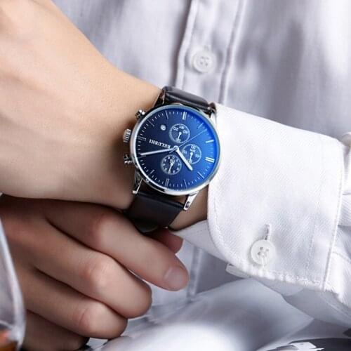 Men Watches Fashion Brand Men Leather Strap Date Calendar Quartz Watch Men Sports Casual Waterproof Watch relogio masculino