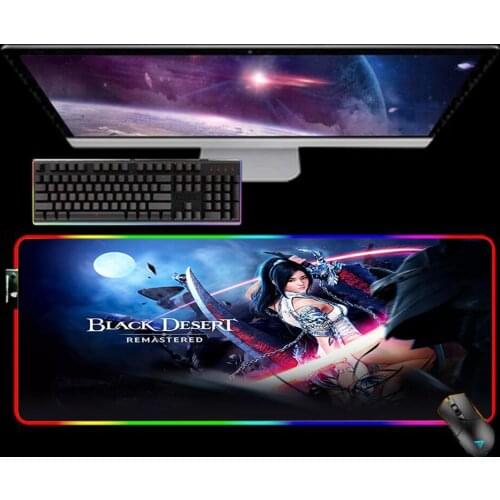 RGB Black Desert Mouse Pad Laptop Gaming Accessiores Mousepad XXL Mause Pad Rubber No-slip with Backlit Mausepad Tapis De Souris