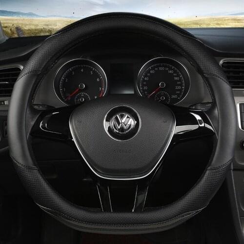 D Shape Car Steering Wheel Cover Leather for Golf K3 POLO JATTA Suzuki Swift Nissan Rogue 2017 2018 2019 2020