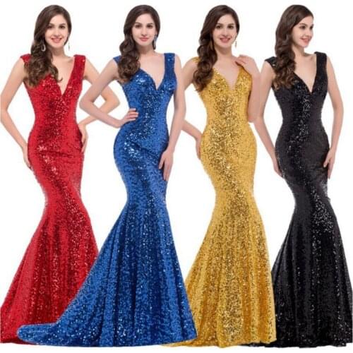Ensotek Elegant Long Black Sequin Evening Dress 2019 vestido de festa robe longue Prom Gowns Formal Party Dress Reflective Dress