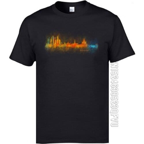 High Quality University Tshirts Moscow Architecture Style Watercolor Dwawing T Shirts Mens 2019 Leisure Fashion Tops & Tees