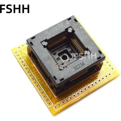 IC234-0604-024 test socket QFP64 TQFP64 ic socket Pitch=0.8mm Size=14x14mm 16.8x16.8mm