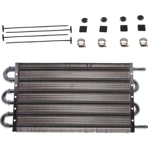 Aluminum 6 Row Remote Transmission Oil Cooler Radiator Converter Kit