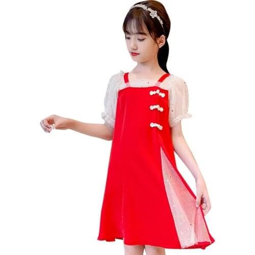 Girl Summer Dress 2021 Newest Girls Dresses Sequin Children Dresses Patchwork Costume Girl 6 8 10 12 14