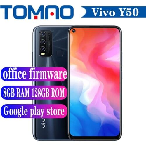 Vivo Y50 mobile phone 8GB RAM 128GB ROM Snapdragon 665 Octa Core 6.53" 5000mAh 18W Dash Charge 13.0MP 4 Rear Cameras Google play