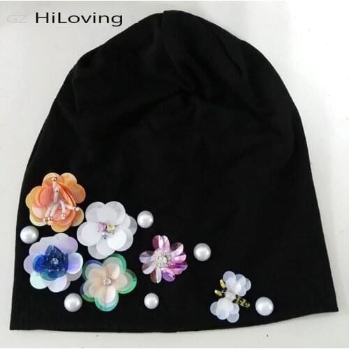 GZHilovingL INS Fashion New Women Froral Beanies Hats Caps Autumn Winter Spring Slouchy Hats Oversize Loose Beanie Hat Girls Hat