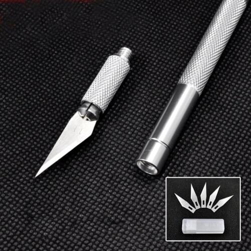 New Non-Slip Metal 6 Blades Wood Carving Tools Fruit Food Craft Sculpture Engraving Utility Knife For Stationery Art Supplies