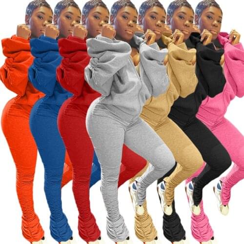 Fall Clothes for Womens Tracksuit Set Hoodie Long Sleeve Top Pants 2 Piece Sets Outfits Stacked Leggings Wholesale Dropshipping
