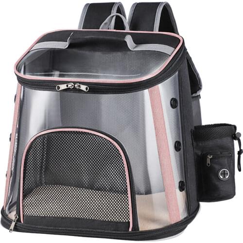 Cat Carrier PVC Panoramic Transparent Visualization Suitable For Teddy Blue Coffee Kitty Automatic Locking Zipper Anti-Escape