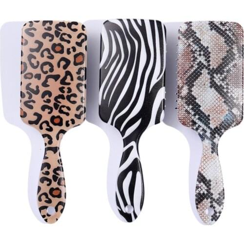 Detangling Hair Brush 3D Print Leopard Cow Salon Hairdressing Straight Curly Hair Comb Paddle Cushion Brush Scalp Massage Comb