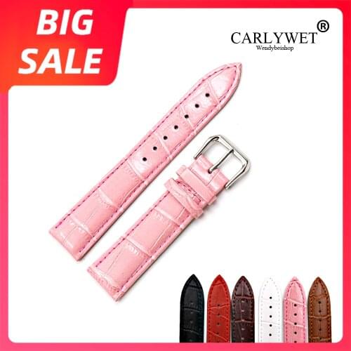 CARLYWET 12 14 16 18 20 22 24mm Luxury Red Real Calf Leather Classic Alligator Grain Watch Band For Diesel Rolex Tudor Seiko IWC