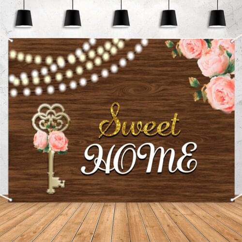 Happy Moving Background New Home Party Background Sweet Home Key Housewarming Backdrop Banner Party Decorations Floral Backdrop