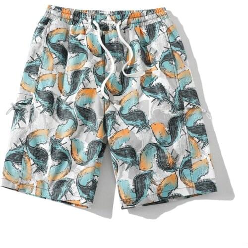 2021 Summer Style Mens Beach Shorts Thin Loose Print Knee Length Male Casual Shorts Streetwear Fitness Lovers Short Sweatpants