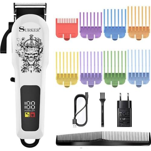 Surker electric hair trimmer rechargeable hair clipper haircut machine beard trimmer oil head clipper carving hair line LCD