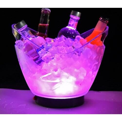 Led Rechargeable Acrylic Ice Buckets Luminous Wine Whisky Drink Cooler Bars Nightclubs LED Light Up Champagne Beer Buckets
