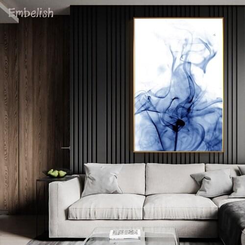 Embelish 1 Pieces Nordic Style Watercolor Blue Smoke HD Print On Canvas Paintings For Living Room Modern Wall Pictures Artworks