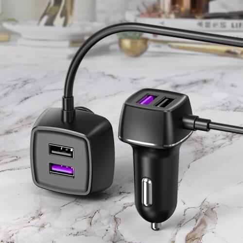 Universal Power Fast Charging Adapter 60W 12V-24V USB QC 4 Ports for Front Back Seat Quick Charge Car Mobile Phone Charger