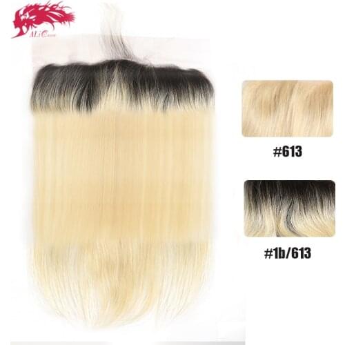 Ali Queen Hair Brazilian Straight Virgin Hair Lace Frontal #613 or #1b613 13x4 Human Hair Lace Frontal Closure Pre Plucked