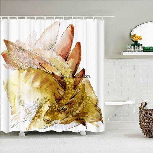 Funny Cartoon Dinosaur Shower Curtain Waterproof Polyester 3D Printing Bath Screen for Bathroom Shower Curtains With Hooks