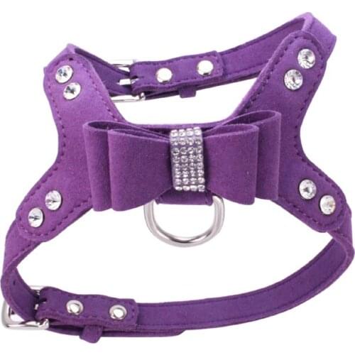 20PCS / LOT Gold Bow Tie New Shiny Rhinestone Bowknot Pet Chest Straps Double Deck Velvet Vest Type Explosion-Proof Dog Harness