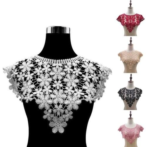 1pc 3D Embroidery Flower Lace Neckline Fabric for DIY Craft Lace Neckline Collar Garment Accessories Scrapbooking