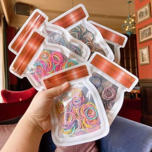 100pcs/Set Fashion girl color high elasticity rubber band hair tie ponytail childrens bandage headband kids hair accessories