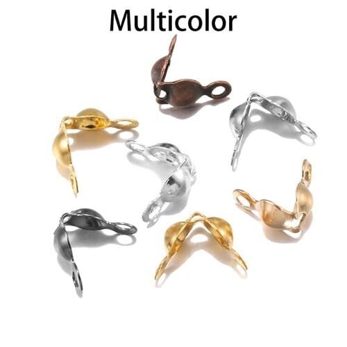 200pcs/lot Connector Clasp Fitting 4*7mm Ball Chain Calotte End Crimps Beads Connector Components For DIY Jewelry Making Supplie