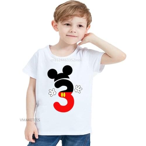 2020 Girls & Boys Funny T shirt Baby Happy Birthday Letter Bow Cute Print T-shirt Kids Number 1-10 Birthday Gift Clothes,HKP2438