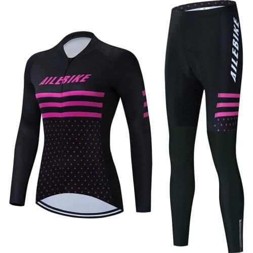 2021 AILEBIKE Womens Long Triathlon Clothing Cycling Skinsuit Maillot Ropa Ciclismo Go Pro Gel Pad Bicycle Jersey Sets Jumpsuit