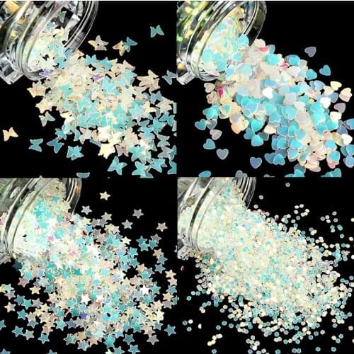 4 Boxes Luminous Butterfly Nail Sequins Glow in the Dark Glitter Flakes Stars Love Hearts Shape Paillette Nail Art Decorations
