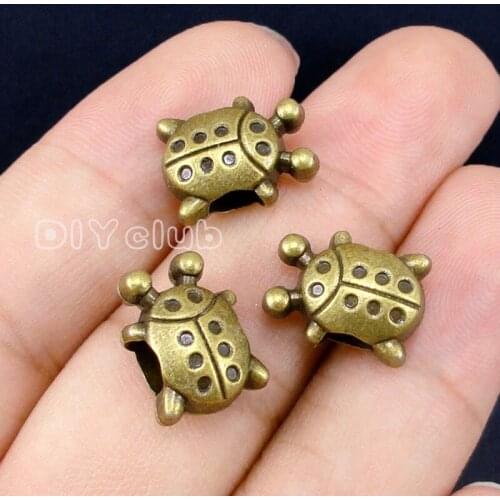 40pcs-Antique Bronze ladybug Beads 14x11x8mm