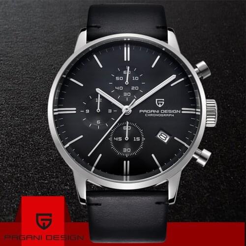 PAGANI DESIGN Men Fashion casual brand Watch Waterproof Simple Leather Chronograph Quartz Watches anniversary gifts for husband