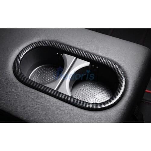 Carbon Fiber Color Rear Seat Cup Holder Trim Moulding Panel Stikcer For Volkswagen VW T-Roc TROC 2018 2019 2020 Auto Accessories